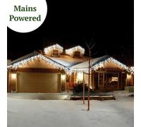 Best Artificial 10M/33Ft Bright Cool Ice White Connectable Icicle Lights 336 Mains Power Led 8 Modes Memory & Timer Outdoor Weatherproof Christmas