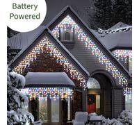 Best Artificial 10M/33Ft Multi-Coloured Connectable Icicle Lights 336 Battery Leds 8 Settings Memory & Timer Outdoor Weatherproof Christmas