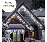 Best Artificial 10M/33Ft Multi-Coloured Connectable Icicle Lights 336 Mains Powered Leds 8 Settings Memory & Timer Outdoor Weatherproof Christmas