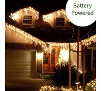 Best Artificial 10M/33Ft Warm White Connectable Icicle Lights 336 Battery Leds 8 Settings Memory & Timer Outdoor Weatherproof Christmas