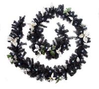 Best Artificial 12Ft Black & Silver Decorated Christmas Garland & 100 Bright White Battery Leds Banister Staircase