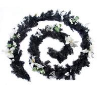 Best Artificial 12Ft Black & Silver Decorated Christmas Garland Banister Fireplace Staircase