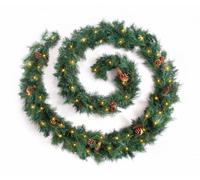 Best Artificial 12Ft Colorado Pine Christmas Garland Supplied With Pine Cones With 100 Warm White Battery Lights