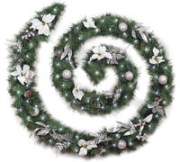 Best Artificial 12Ft White & Silver Decorated Christmas Garland With 100 Bright White Battery Lights