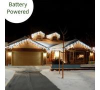 Best Artificial 15M/49Ft Bright Cool Ice White Connectable Icicle Lights 504 Battery Leds 8 Settings Memory & Timer Outdoor Weatherproof Christmas