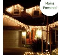 Best Artificial 15M/49Ft Warm White Connectable Icicle Lights 504 Mains Powered Leds 8 Settings Memory & Timer Outdoor Weatherproof Christmas
