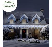 Best Artificial 2.5M/8Ft Blue & Bright White Connectable Icicle Lights 83 Battery Leds 8 Settings Memory & Timer Outdoor Weatherproof Christmas