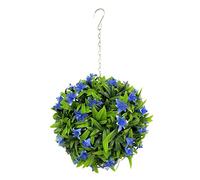 Best Artificial 23cm Lily Topiary Hanging Flower Ball **UV Fade Protected** (Blue)