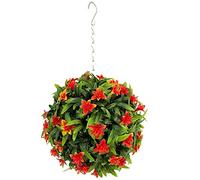 Best Artificial 23cm Lily Topiary Hanging Flower Ball **UV Fade Protected** (Orange)