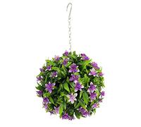 Best Artificial 23cm Lily Topiary Hanging Flower Ball **UV Fade Protected** (Purple)