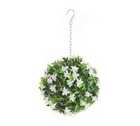 Best Artificial 23cm Lily Topiary Hanging Flower Ball **UV Fade Protected** (White)