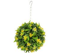 Best Artificial 23cm Lily Topiary Hanging Flower Ball **UV Fade Protected** (Yellow)