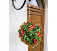 Best Artificial 23Cm Orange Lily Hanging Basket Flower Topiary Ball - Suitable For Outdoor Use - Weather & Fade Resistant