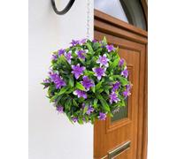 Best Artificial 23Cm Purple Lily Hanging Basket Flower Topiary Ball - Suitable For Outdoor Use - Weather & Fade Resistant