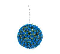 Best Artificial 23cm Rose Topiary Hanging Flower Ball **UV Fade Protected** (Blue)