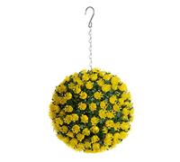 Best Artificial 23cm Rose Topiary Hanging Flower Ball **UV Fade Protected** (Yellow)