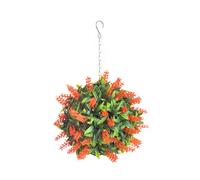 Best Artificial 24Cm Orange Lush Lavender Hanging Basket Flower Topiary Ball - Suitable For Outdoor Use - Weather & Fade Resistant