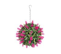 Best Artificial 24Cm Pink Lush Lavender Hanging Basket Flower Topiary Ball - Suitable For Outdoor Use - Weather & Fade Resistant