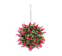 Best Artificial 24Cm Red Lush Lavender Hanging Basket Flower Topiary Ball - Suitable For Outdoor Use - Weather & Fade Resistant