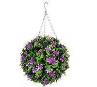 Best Artificial 28cm Lily Topiary Hanging Flower Ball **UV Fade Protected** (Purple)