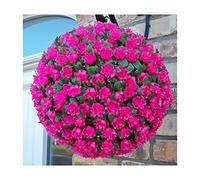 Best Artificial 28cm Pink Rose Topiary Hanging Flower Ball **UV Fade Protected**