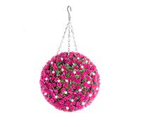Best Artificial 28cm Pre Lit Rose Flower Ball with 30 Bright White LED Waterproof Battery Lights (Pink)