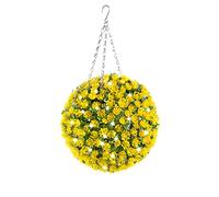 Best Artificial 28cm Pre Lit Rose Flower Ball with 30 Bright White LED Waterproof Battery Lights (Yellow)