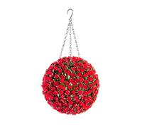 Best Artificial 28cm Red Rose Topiary Hanging Flower Ball **UV Fade Protected**