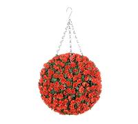 Best Artificial 28cm Rose Topiary Hanging Flower Ball **UV Fade Protected** (Orange)