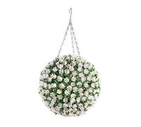 Best Artificial 28cm White Rose Topiary Hanging Flower Ball **UV Fade Protected**