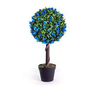 Best Artificial 2ft 60cm Tulip Ball Tree Plant Garden Office Conservatory Tropical Indoor Outdoor (Blue)