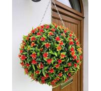 Best Artificial 38Cm Orange Lily Hanging Basket Flower Topiary Ball - Suitable For Outdoor Use - Weather & Fade Resistant