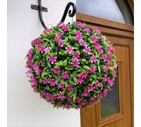 Best Artificial 38Cm Pink Lily Hanging Basket Flower Topiary Ball - Suitable For Outdoor Use - Weather & Fade Resistant
