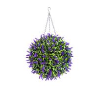 Best Artificial 38Cm Purple Lush Lavender Hanging Basket Flower Topiary Ball - Suitable For Outdoor Use - Weather & Fade Resistant