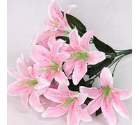Best Artificial 45Cm Light Pink Stargazer Lillies 10 Head Flower Spray Bouquet
