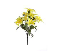 Best Artificial 45cm Stargazer Lillies 10 Head Flower lily Spray Bunch (Yellow)
