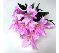Best Artificial 45cm Stargazer Lillies 10 Head Flower Spray Bunch (Baby Pink)