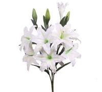 Best Artificial 45Cm White Stargazer Lillies 10 Head Flower Spray