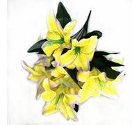 Best Artificial 45Cm Yellow Stargazer Lillies 10 Head Flower Spray Bouquet