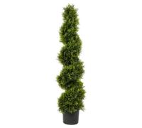 Best Artificial 4Ft - 120Cm Green Cedar Spiral Topiary Tree - Suitable For Outdoor Use - Weather & Fade Resistant