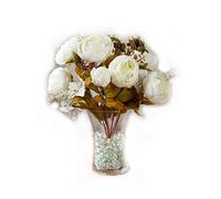 Best Artificial 50cm Vintage Silk Flower Peony Spray Bouquet Wedding Home Decoration Arrangement (White)