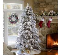 Best Artificial 6ft Arbol Christmas Tree Pre Lit with 1.5cm Pearl Led Lights & Extra Large Heavy Snow Flocked Down Sweeping Hinged Branches.