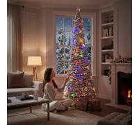 Best Artificial 6Ft Multi Colour Snow Flocked Frosted Pop-Up Pre-Decorated Pre-Lit Christmas Tree