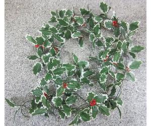 Best Artificial 7ft 210cm Christmas Holly Ivy Leaf Garland String with Berries Xmas