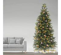 Best Artificial 8Ft / 240Cm Balsam Fir Pre Lit Christmas Tree With Real Feel Pe Tips, Hinged With Plug And Battery Led Lights