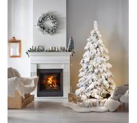 Best Artificial 8Ft Battery Pre Lit Pearl Led Heavy Snow Flocked Arbol Christmas Tree With Large Sweeping Hinged Branches