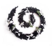 Best Artificial 9Ft Black & Silver Decorated Christmas Garland Bannister Staircase Fireplace