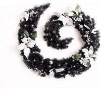 Best Artificial 9Ft Black & Silver Decorated Christmas Garland Supplied With 80 Bright White Battery Leds Banister