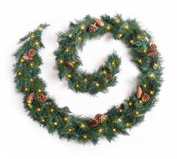 Best Artificial 9Ft Colorado Pine Christmas Garland Supplied With Pine Cones Supplied With 80 Warm White Battery Lights