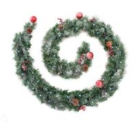 Best Artificial 9Ft Frosted Red Decorated Christmas Garland Supplied With 80 Bright White Battery Leds Banister